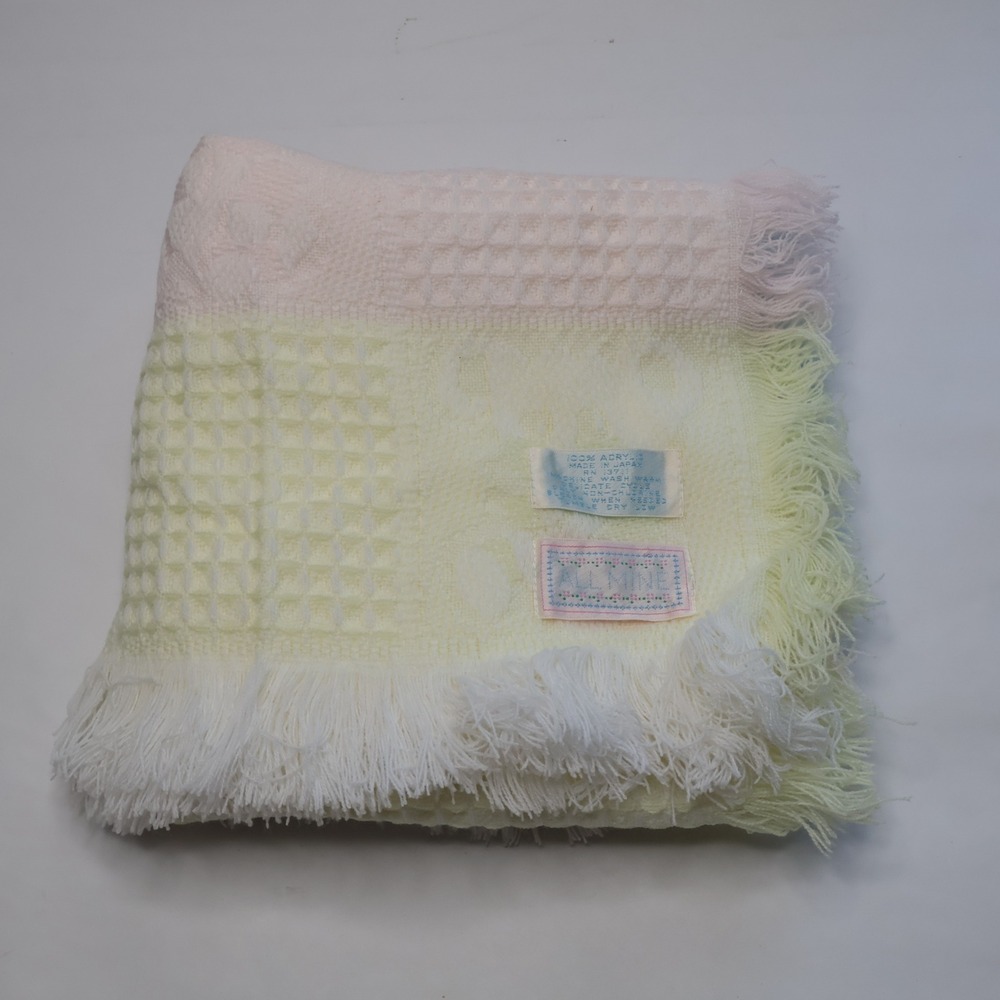 All Mine Baby Blanket Unisex OS Pastel Multicolor Excellent Vintage Waffle Knit